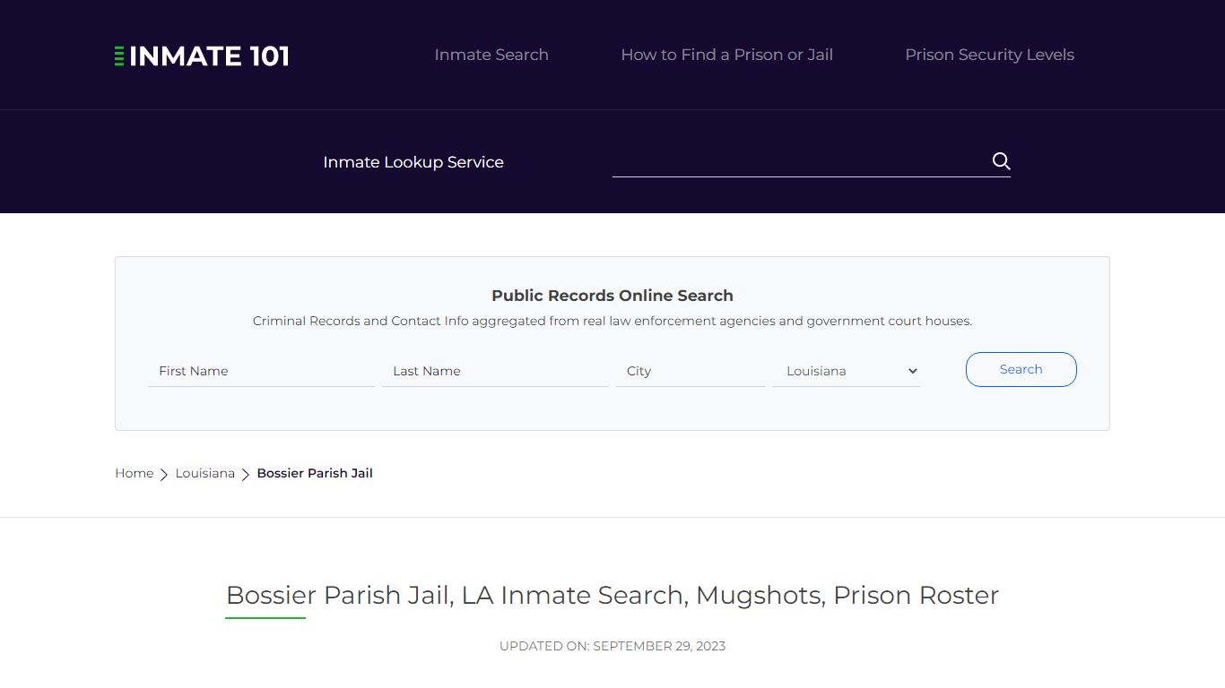 Bossier Parish Jail, LA Inmate Search, Mugshots, Prison Roster